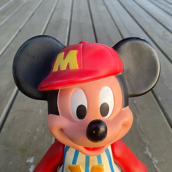 Vintage Disney Mickey Mouse Baseball Mickey 12 Inch Tall Vinyl Posable Toy - Picture 2 of 14
